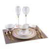 Assiettes Vaisselle Complète De Porcelaine Or Couteau Fourchette Cuillère En Céramique De Luxe Servir Dîner Ensemble Assiette Ustensiles De Cuisine Ensembles