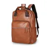 Backpack 2022 Men PU Leather Bagpack Large Laptop Backpacks Male Mochilas Casual Schoolbag For Teenagers Boys Brown Black