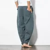 Men's Pants IN Men's Cotton Linen Loose Male Casual Solid Color Trousers Chinese Style Plus Size Sweatpants