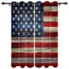 Curtain American Flag Vintage Wood Grain Window Curtains For Living Room Kitchen Indoor Decor Treatment Valances