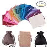 Gift Wrap 15Pcs Multicolor Jewelry Packing 9x7cm Linen Small Bag Drawstring Bags Mini Wedding Party Supplies