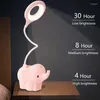 Table Lamps Creative Elephant Animal Led Lamp Charging Plug-In Dual-Use Three-Color Temperature Adjustable Learning Ring