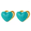 Kolczyki stadnonowe bohemian heart for women biżuteria z uroczym kolorem cukierków emalia upuszczenie kolczyki