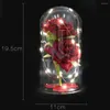 Fleurs décoratives fleur éternelle Rose couvercle en verre lumière LED artificielle dans le dôme pour cadeau de noël saint valentin des mères