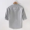 Camicie casual da uomo Designer Mezza manica Csaual Lino Marca per uomo Moda Collare alla coreana Top Abbigliamento Confortevole Camisa Masculina