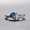 Wedding Rings Noble Women's Blue Cubic Zirconia High Quality Silver Color Band Anniversary Gift Evening Party Jewelry