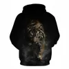 Herren Hoodies Schwarz 3D Hoodie Bedruckte Bluse Tiger Typ Street Style Mode 2022 Auffälliges Sweatshirt in Übergröße