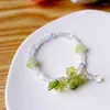 Strand koreansk kristallpärlad armband blommor pendent vänskap mode blommig charm smycken tillbehör för flickor