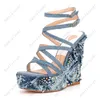 Heelslover Handmade Women Summer Sandals Denim Rhinestone Wedges Heels Open Toe Pretty Blue Party Shoes Ladies US Plus Size 5134830004