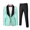 Men's Suits SZMANLIZI MALE COSTUMES Navy Blue Printed Groom Men 3 Pieces Terno Masculino Prom Man Blazer Wedding Tuxedo