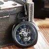 Pocket Watches Luxury Colorful Polygon Design Mechanical Watch with Fob Chain Skeleton Steampunk Hand Wind Mens