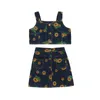 Clothing Sets 2022 Summer Children Kids Baby Girls Printed Suspender Vest Tops Denim Skirts 2Pcs Sunflower Outfits