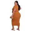 Tracksuits Plus Size Women Clothing Two Piece Set Summer Round Collar Cardigan Bandage Fashion Casual kjolar Suit grossist Drop