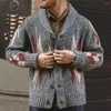 Men's Sweaters Trendy Sweater Coat Soft Lapel Skin-Touch Winter Buttons Jacquard Cardigan Knitwear Knitted Cold Resistant