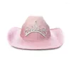 Berets Shinning Crown Cowgirl Hat for Women Men oddychający kowboj z cekinami Brim Western Jazz poczuł n2ue