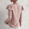 Dames blouses khalee yose roze elegante blouse shirts lente zomer lange lantaarn mouw o-neck kantoor dames casual vrouw top