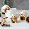 Bakformar 3st jul pepparkakor hus kakan skärset set rostfritt stål kex fondant tårta mögel för årets festdekor