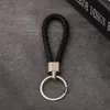 Chaveiro trançado de couro PU de cores misturadas Anéis de corda Fit DIY Círculo Pingente Porta-chaves Porta-chaves de carro Acessórios de joias