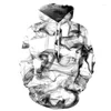 Sweat à capuche masculine Fashion en trois dimensions aquarelle de l'eau peinture de l'eau des garçons Ligne de fumée exquise à capuche à sweat artistique décontracté
