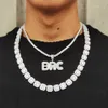 Topa Hip Hop A-Z Anpassat namn Pendant Bling T Crystal Cubic Zirconia Letters Halsband Män kvinnor gåva