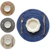 Table Mats 6pcs/set Nordic Round Placemat Ramie Weave Insulation Pad Kitchen Accessories Decor Non-Slip Heat Resistant