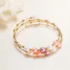 Bangle Style Multi Rows Natural Color Freshwater Pearl Copper Plated 18k Gold Nice