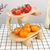 Plates Creative Three-Layer Multi-Layer Fruit Plate European Wood Bamboo Wood Frame Home Snack Basket