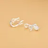 Backs Boucles d'oreilles Clip Bowknot en argent sterling 925 pour les cadeaux d'anniversaire des femmes