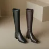 2022 new autumn and winter Women knee-high boots Natural leather 22-25cm cowhide upper Knight boots elastic skinny boots Y220729