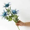 Decorative Flowers 1Pc Artificial Eryngium Thistles Bunch Plant 3-Fork Plastic Wedding Flower Creative Art Arrangement Material