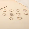 Backs Orecchini Anello Europeo E Americano Set Di 10 Pezzi Luna Stella Foglia Amore Cuore Strass Giunto