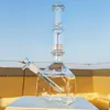 2021 14 Inches Hookah Bong Glass Dab Rig Clear Pure Teal Color Cube Base Water Bongs Smoke Pipes 14.4mm Female Joint