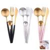 Dijkarts sets tafelwerk set zilveren hoogwaardige zwart gouden diner steak mes lepel vork flatware voorware voorgift cadeau western keukengadget