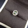 Cluster Ringe Natürliche grüne Peridot Edelstein Ring S925 Silber Olivin Schöne klassische Kreis Runde Mädchen Frauen Party Geschenk Schmuck