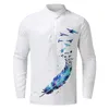 Men's Casual Shirts Men Autumn Winter Cotton And Linen Long Sleeves Single Breasted Printed Stand Collar Top Soft Tee Tees