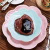 Plates Lace Flower European Style Flat Plate Western Steak Embossed Round Shallow Pure White Bone China Dessert Tray Home