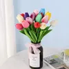 Fleurs décoratives 10 pièces tulipe fleur artificielle blanc PU vraie touche pour la décoration de la maison fausses tulipes Latex Bouquet mariage jardin décor