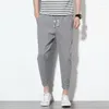 Pantalons pour hommes en joggeurs hommes été décontracté mince cheville-longueur pantalon léger solide respirant Streetwear pantalons de survêtement