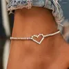 Bracelets de cheville fantaisie en forme de cœur ajouré pour femmes, 1 pièce, chaîne de jambe, amour, cadeau pour fille, bijoux de déclaration, vente en gros, en vrac