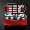 Bowls 304 Tableware Bowl Stainless Steel Portable Camping Picnic Bag Adult Travel Set