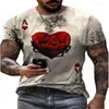 Camisetas de hombre, moda de calle de verano, estampado de grafiti, camiseta informal de personaje creativo en 3D, camiseta de manga corta de talla grande