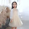 Mädchenkleider Blumenkleid A-Linie Organza Festzug für Mädchen knielang mit langen Ärmeln