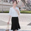 Women's Blouses Summer Fashion Women Work shirts White Half Sleeve Office Ladies 2 -delige rok en topsets