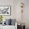 Lampada da parete moderna con paralume in vetro, applique dorate creative, apparecchio di illuminazione nordico rotondo, comodino, soggiorno, cucina