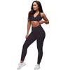 Calças ativas Leggings Highwaisted Jacquard Yoga Fitness Suit Sports Export Sports Running Clothing Set for Women