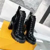 Botas icônicas Star Trail Ankle Boots Designer de luxo em borracha patenteada Lona e couro Salto alto tamanho 35-42 com caixa