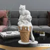 Objetos decorativos Figuras Cream Ice Cream Cat Estátua da estátua Estatueta Modern Living Sala grande escultura Nordicstyle Homedecor Acessórios 221231