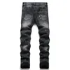 Mode imprimé lettre hommes jean déchiré Patch Denim pantalon hommes brodé jean maigre mâle décontracté Streetwear pantalon 273P