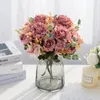 Decorative Flowers Artificial Peony Hydrangea Silk Roses Diy Christmas Crafts Wreath Decoration 2022 Year Home Garden Wedding Party Fake