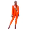 Summer Orange Women Blazer Suits Street Power Power Made Вечерняя вечеринка Формальная ношение дня рождения 2 штуки